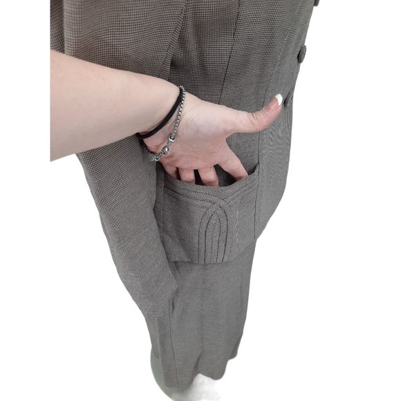 VTG 40s Brown Houndstooth Gabardine Blazer Pencil Skirt Suit Set Size S Neutral - Picture 6 of 11